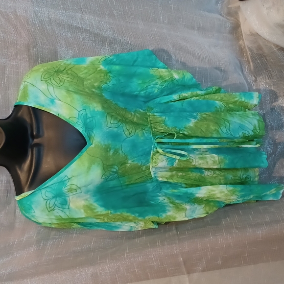 BellanBlue Boho Batwing Sleeve spring Light romper - green floral - Picture 2 of 3